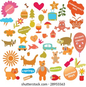 cute holidays objects - vector