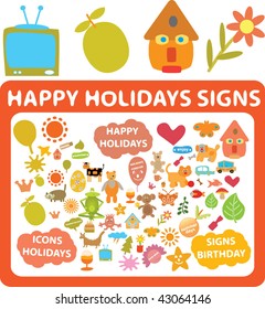 cute holidays signs. vector