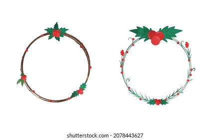 Cute holly Christmas frame illustration