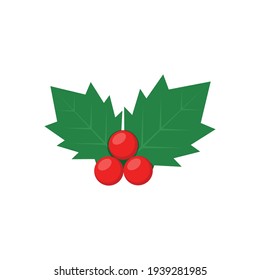 Cute holly isolated on white background. Vector illustration.