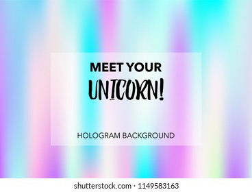 Cute Hologram Gradient Vector Background. Luxury Trendy Tender Pearlescent Color Overlay. Vibrant Holographic Princess, Fairytale, Cute Girlie Wallpaper. Unicorn Fairy Tale Glitch Hologram Gradient