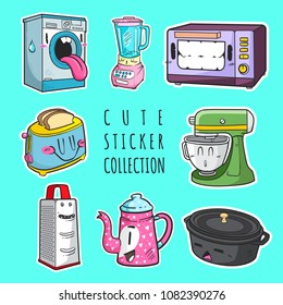 cute home appliance sticker collection