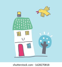 cute home cartoon vector for kids illustration