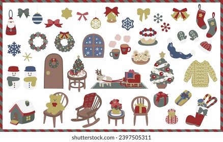 Cute home Christmas illustration material collectio