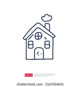 Cute Home Doodle Line Icon