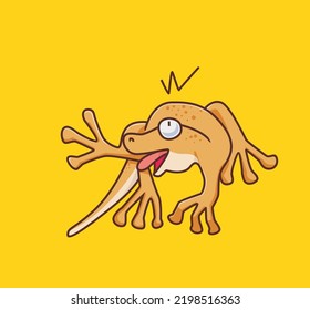 un lagarto que cae. Ilustración animal aislada. Vector Premium de icono de pegatinas de estilo plano