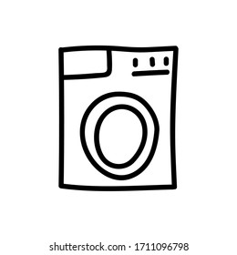 cute home washing machine simple vector icon. sketch illustration isolated on white background