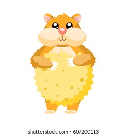 A cute homemade hamster with a cracker in the paws