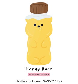 Cute honey in Bear bottle yummy cartoon honey bee vector illustration