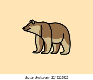 Cute Honey Bear Cartoon Logo Illustration