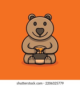 Cute honey bear vector art illustration design