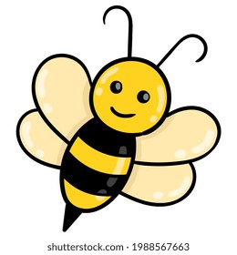 cute honey bee is attacking sting, vector illustration carton emoticon. doodle icon drawing