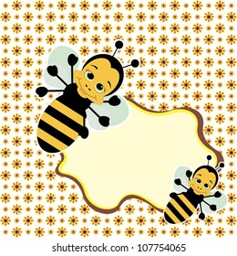 cute honey bee card. vector illustration