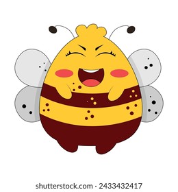 Cute honey bee cartoon vector icon illustration. Animal nature icon concept isolated premium vector. Flat cartoon style