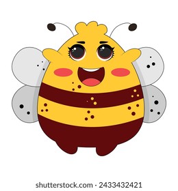 Cute honey bee cartoon vector icon illustration. Animal nature icon concept isolated premium vector. Flat cartoon style