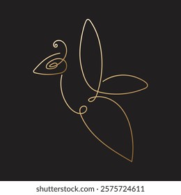 Cute honey bee drawn with one line. Sketch logo. Design insect in minimalist style. Hand drawn vector illustration.