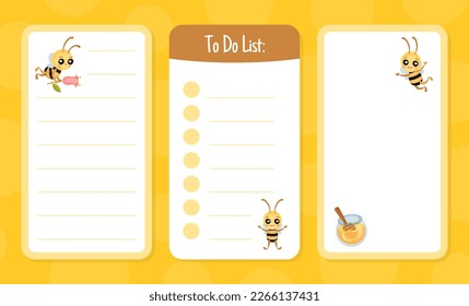 Cute Honey Bee Empty Sheet Design with Busy Insect and Natural Sweet Food Vector Template