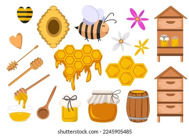 cute honey bee farm clip art beekeeping set illustration