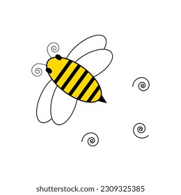 Cute honey bee flying vector illustration. Bees support the growth of trees and plants, critical to the environment.