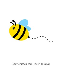 Cute honey bee flying vector illustration. Bees support the growth of trees and plants, critical to the environment.