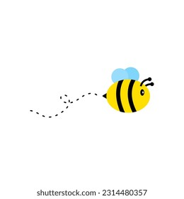 Cute honey bee flying vector illustration. Bees support the growth of trees and plants, critical to the environment.