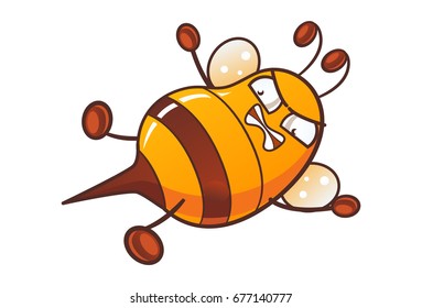 Cute Honey Bee Furious. Vector Illustration. Isolated on white background.
