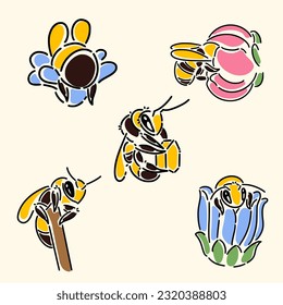 Cute honey bee icon looking for nectar