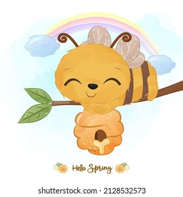 Cute Honey Bee Illustration for Spring Decoration