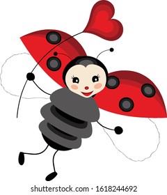 Cute Honey Bee, Ladybug Vector 