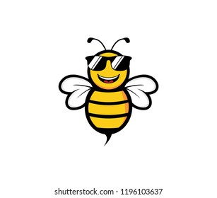 Cute Honey Bee Mascot Character Vector Logo Design Template Inspiration For Honey Product Brand