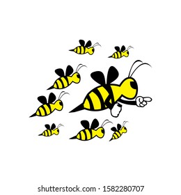 cute honey bee mascot character vector logo design template inspiration.