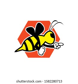 cute honey bee mascot character vector logo design template inspiration.