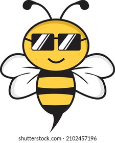 Cute honey bee mascot character vector logo design template inspiration for honey product brand
