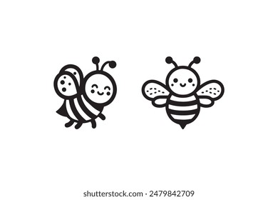 cute honey bee Silhouette Vector art 
