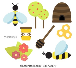 Cute honey and bee vector