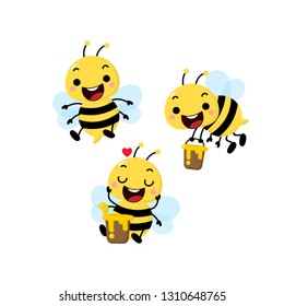 Funny Bee Bucket Honey Cartoon Insect Stock Vector (Royalty Free) 703169950