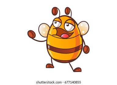 Cute Honey Bee. Vector Illustration. Isolated on white background.