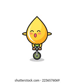 The cute honey drop character is riding a circus bike , cute style design for t shirt, sticker, logo element