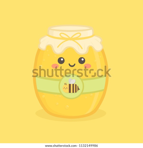 Download Cute Honey Jar Bottle Yellow Vector Stock Vector Royalty Free 1132149986 PSD Mockup Templates