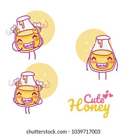 Cute honey jar kawaii cartoon