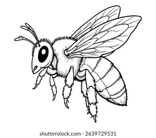 Cute honeybee Illustration Coloring Book