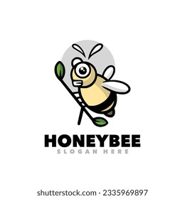 Cute honeybee logo cartoon mascot