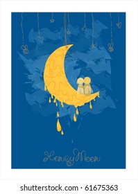 Cute Honeymoon Postcard in vector