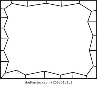 Cute horizontal border consists of various tiles. Black lines and white background. Empty space for picture or text.