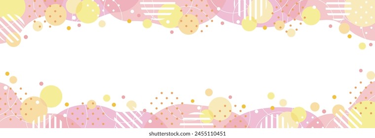 Cute horizontal transparent frames with pink cloud shapes and yellow and yellow circles