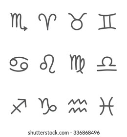 Cute horoscope signs. Vector icons, hand-drawn.