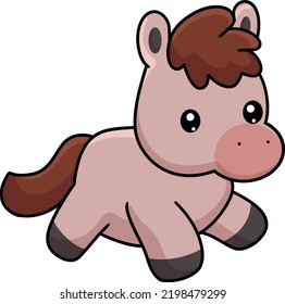 Cute Horse - Animal Cartoon Character - Vector Illustration