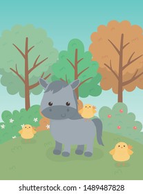 cute horse animal farm character