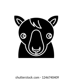 Cute horse black icon, vector sign on isolated background. Cute horse concept symbol, illustration 
