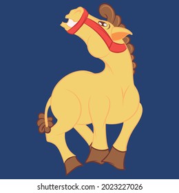 cute horse and blue background